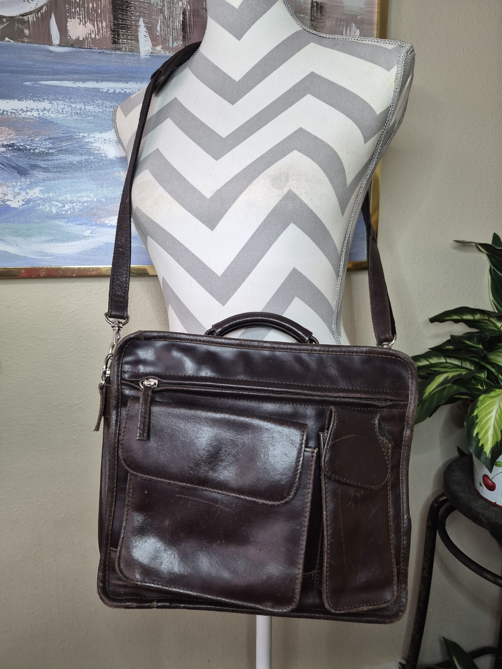 Wilsons Leather Dark Brown Leather Messenger Satchel